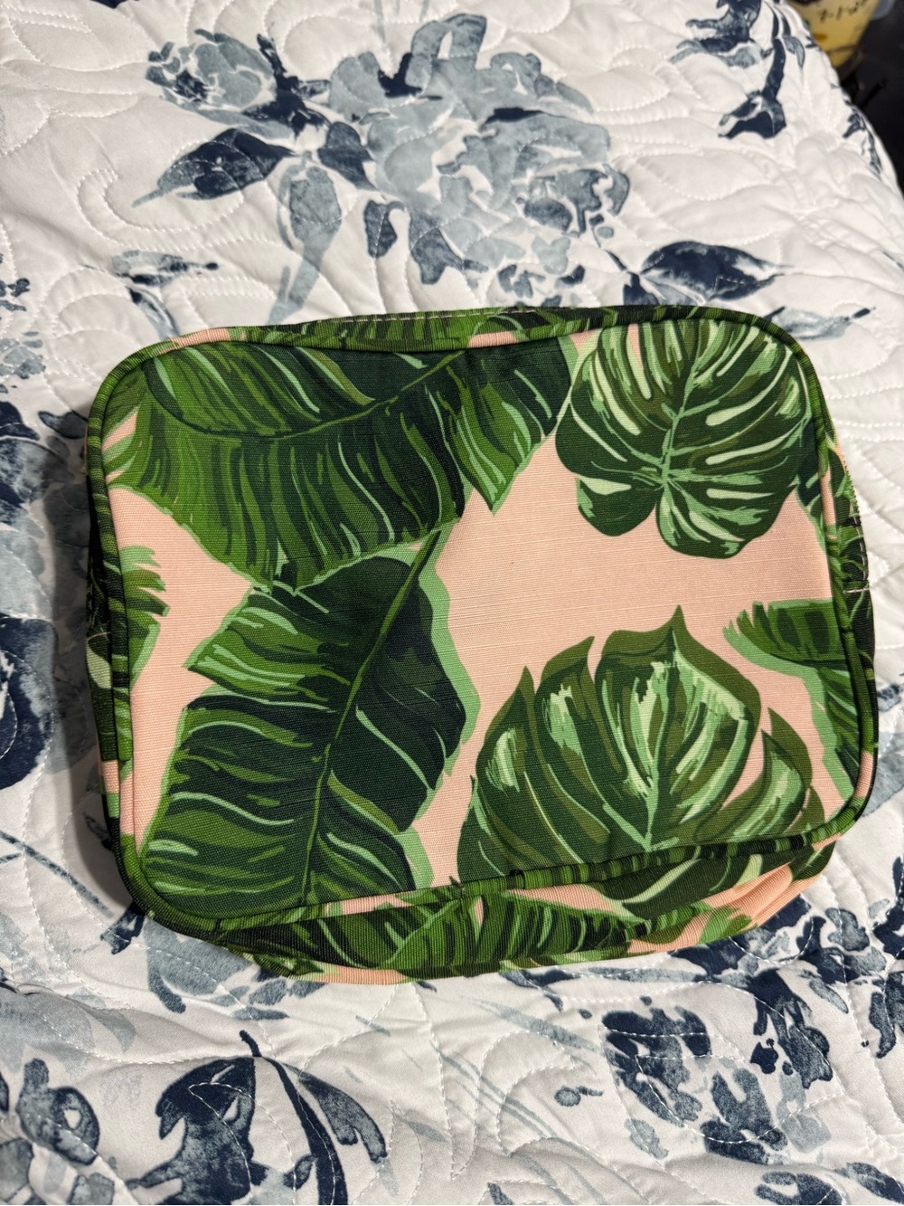 Tropical Leaf Printed Cosmetic Pouch by